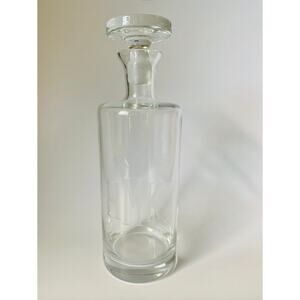 Vintage Liquor Glass Bottle – Etched Monogram Whiskey Decanter - Bar Cart Decor